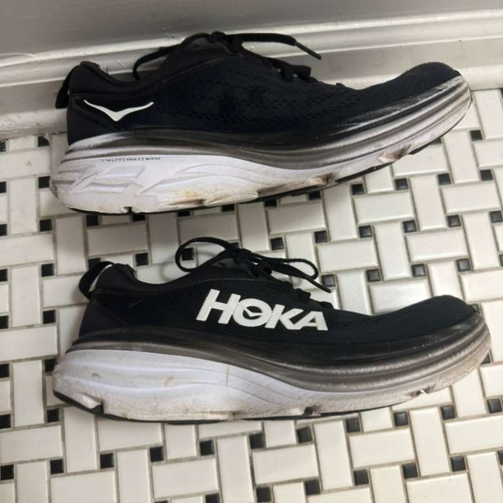 Hoka Black and White Athletic Shoes